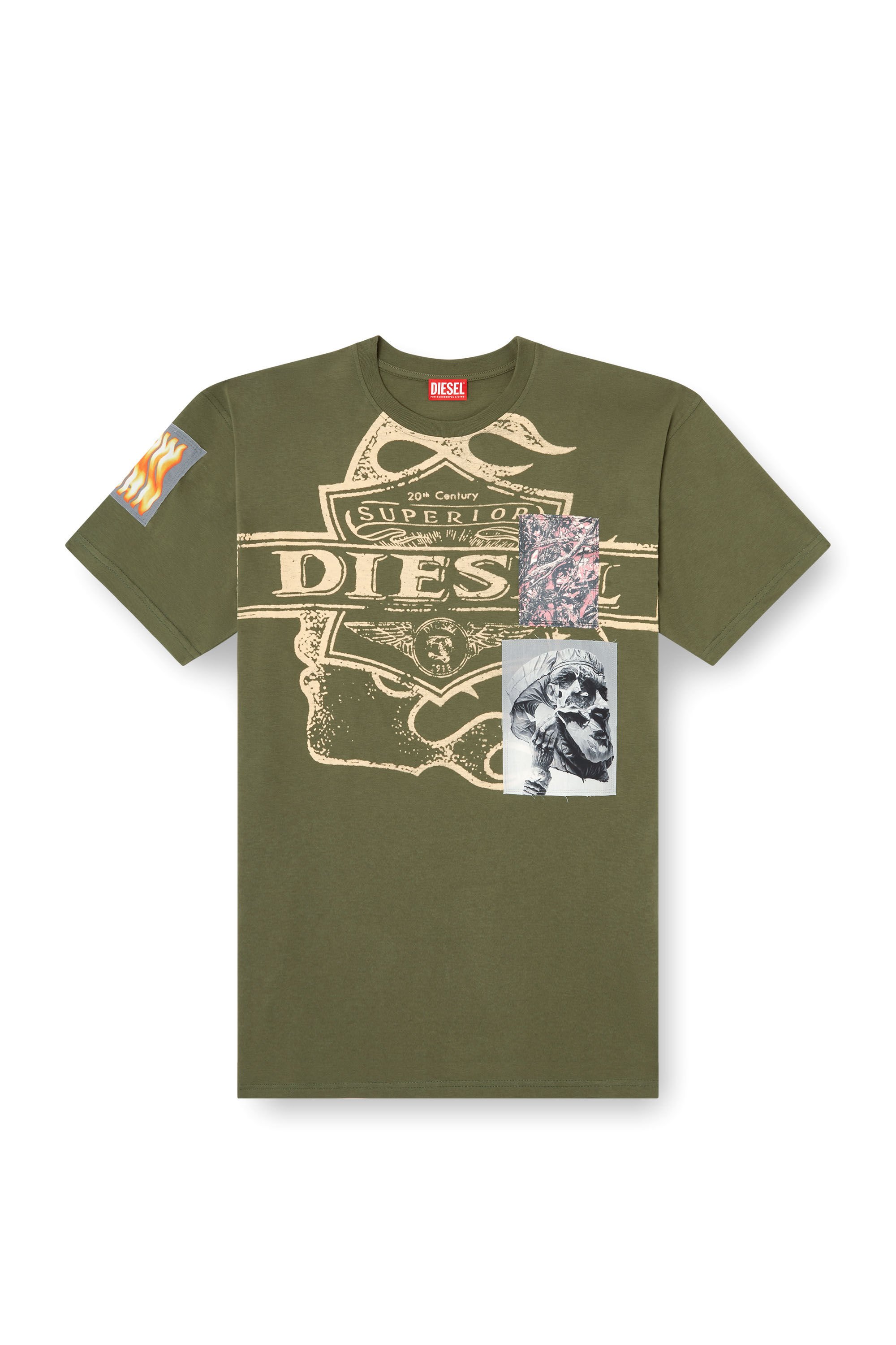 Diesel - T-BOXT-SLITS-R8, Camiseta con detalles de parche Hombre in Verde - 2