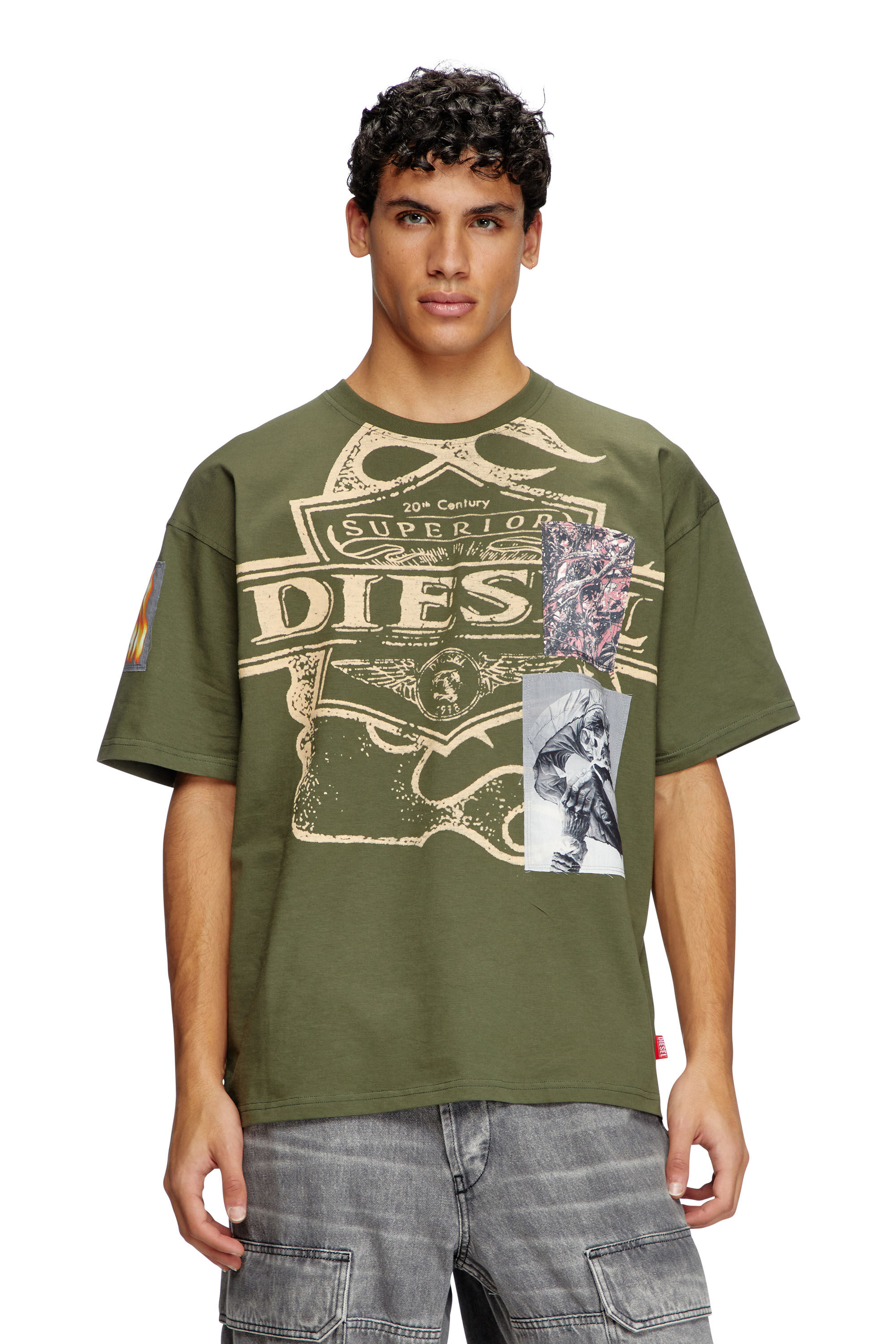 Diesel - T-BOXT-SLITS-R8, Camiseta con detalles de parche Hombre in Verde - 3