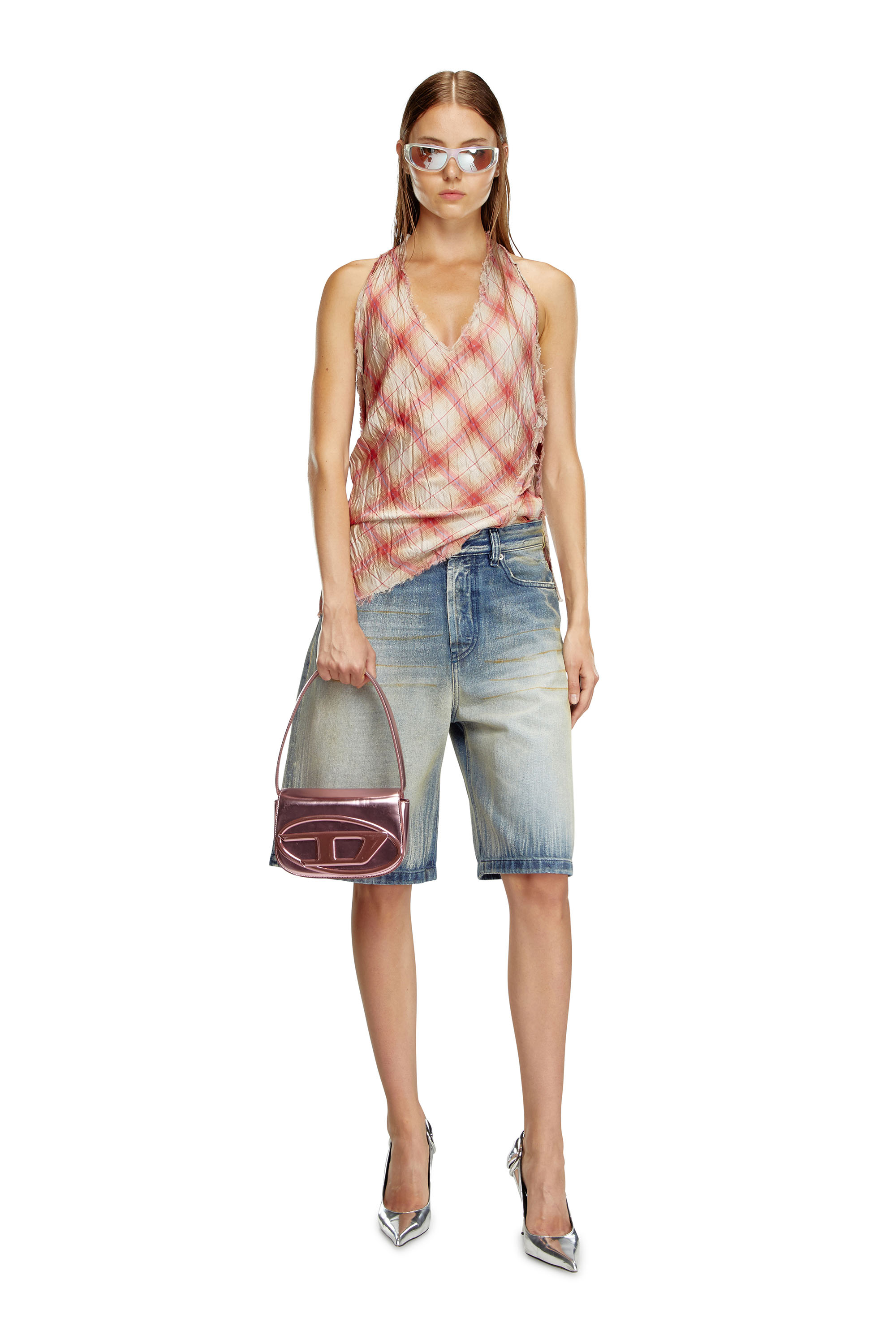 Diesel - 1DR, 1DR-Bolso icónico de hombro redondo de cuero espejado Mujer in Rosa - 2