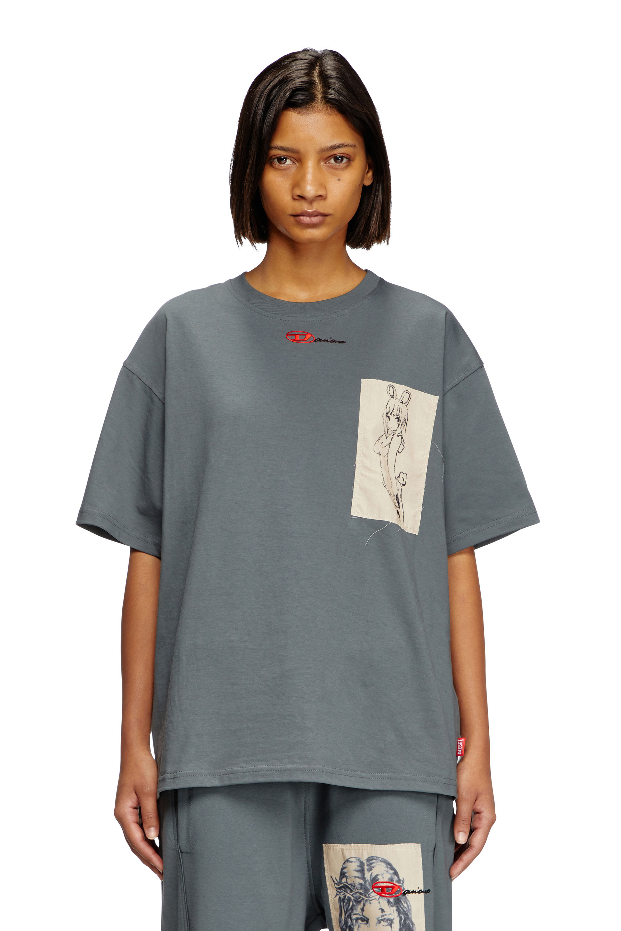 Diesel - T-BOXT-1P-DD, Camiseta con parche de tatuaje Unisex in Gris - 1