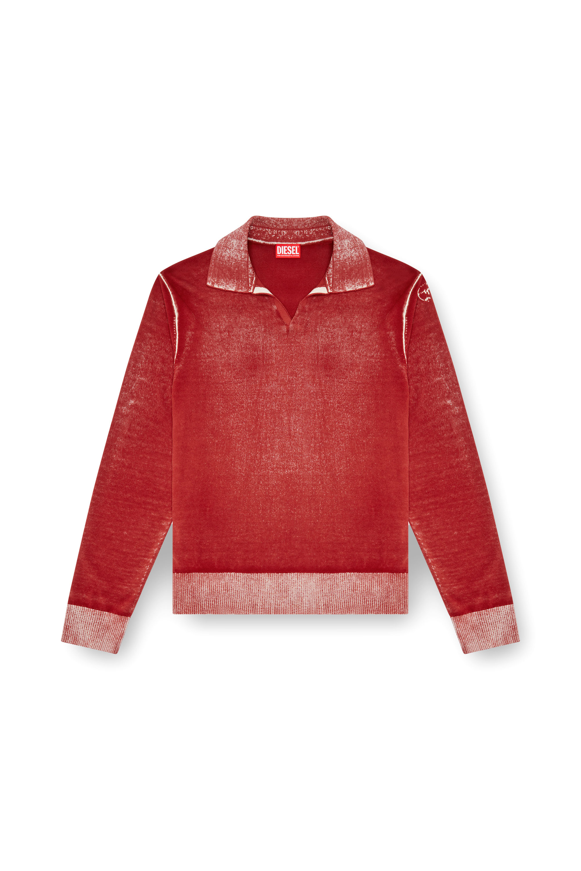 Diesel - K-LORENZO, Jersey con cuello polo con estampado invertido Hombre in Rojo - 3
