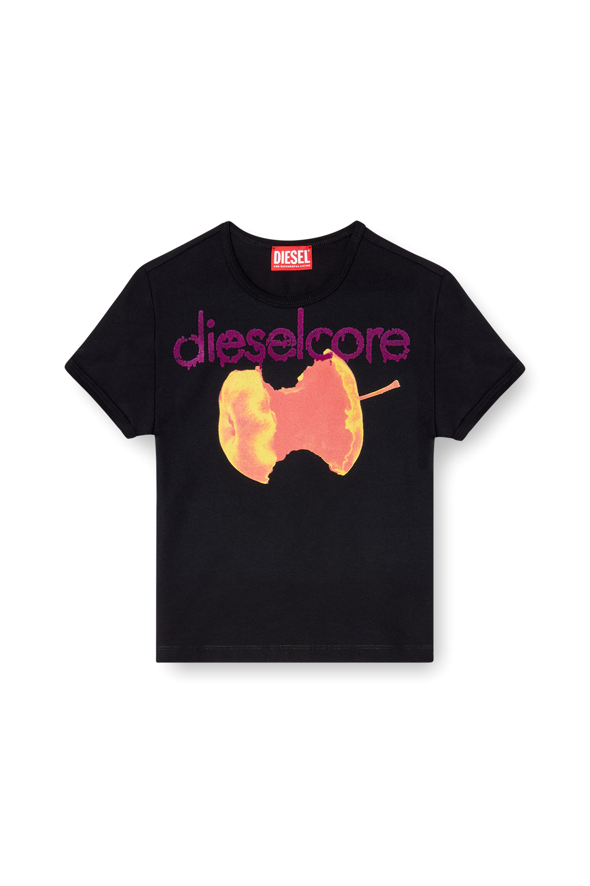 Diesel - T-UNCUTIES-SHORT-Q2, Camiseta con logotipo Diesel Core Mujer in Negro - 4
