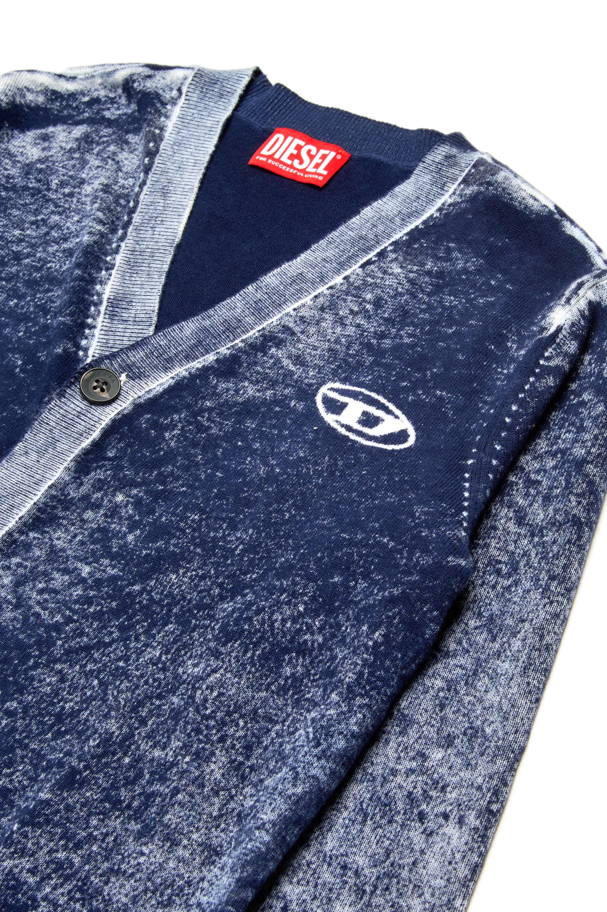 Diesel - KLAR CARDIGAN OVER, Cárdigan con estampado invertido y logotipo Oval D Hombre in Azul marino - 3