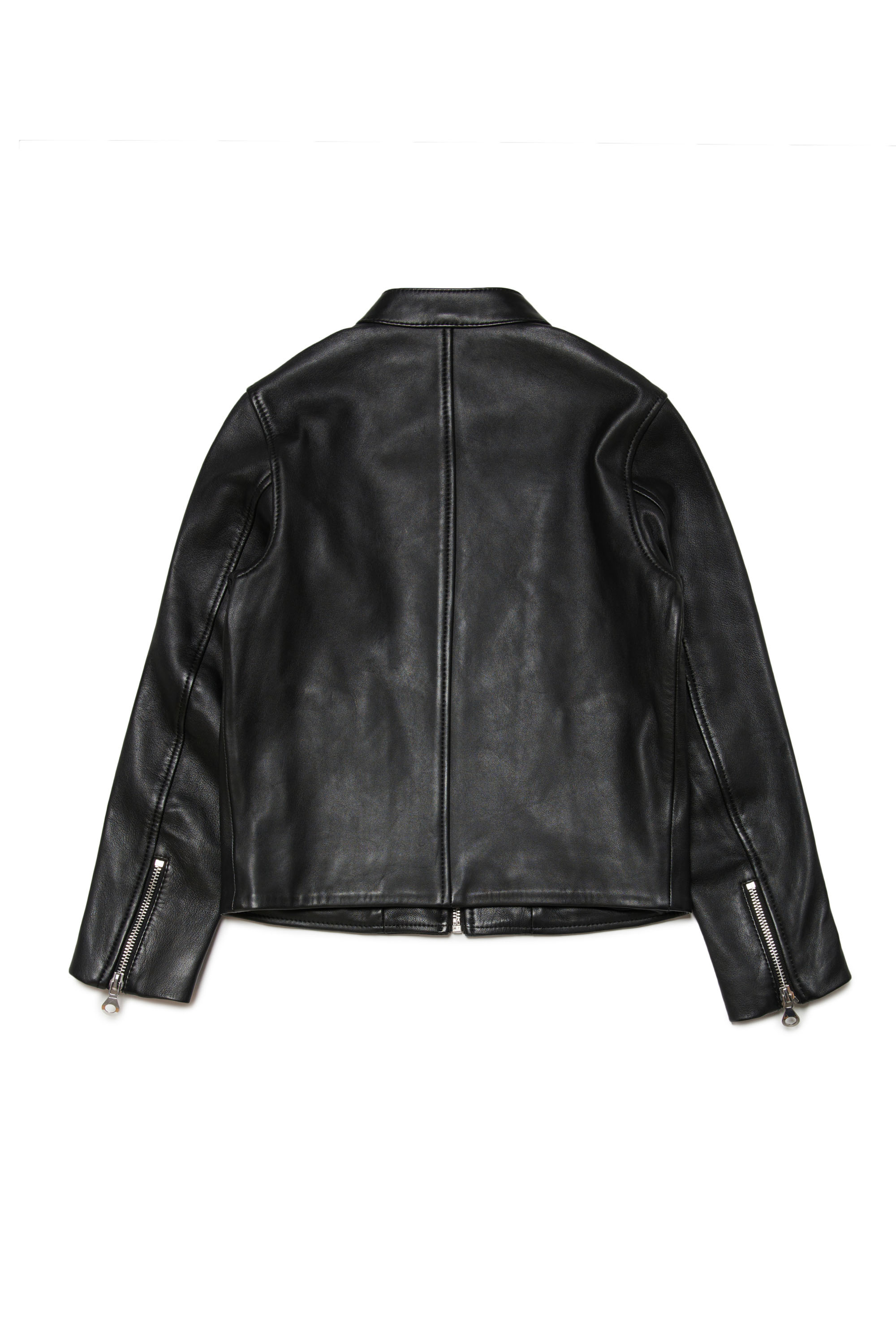 Diesel - JBLAC, Chaqueta biker de cuero con logotipo en relieve Hombre in Negro - 2
