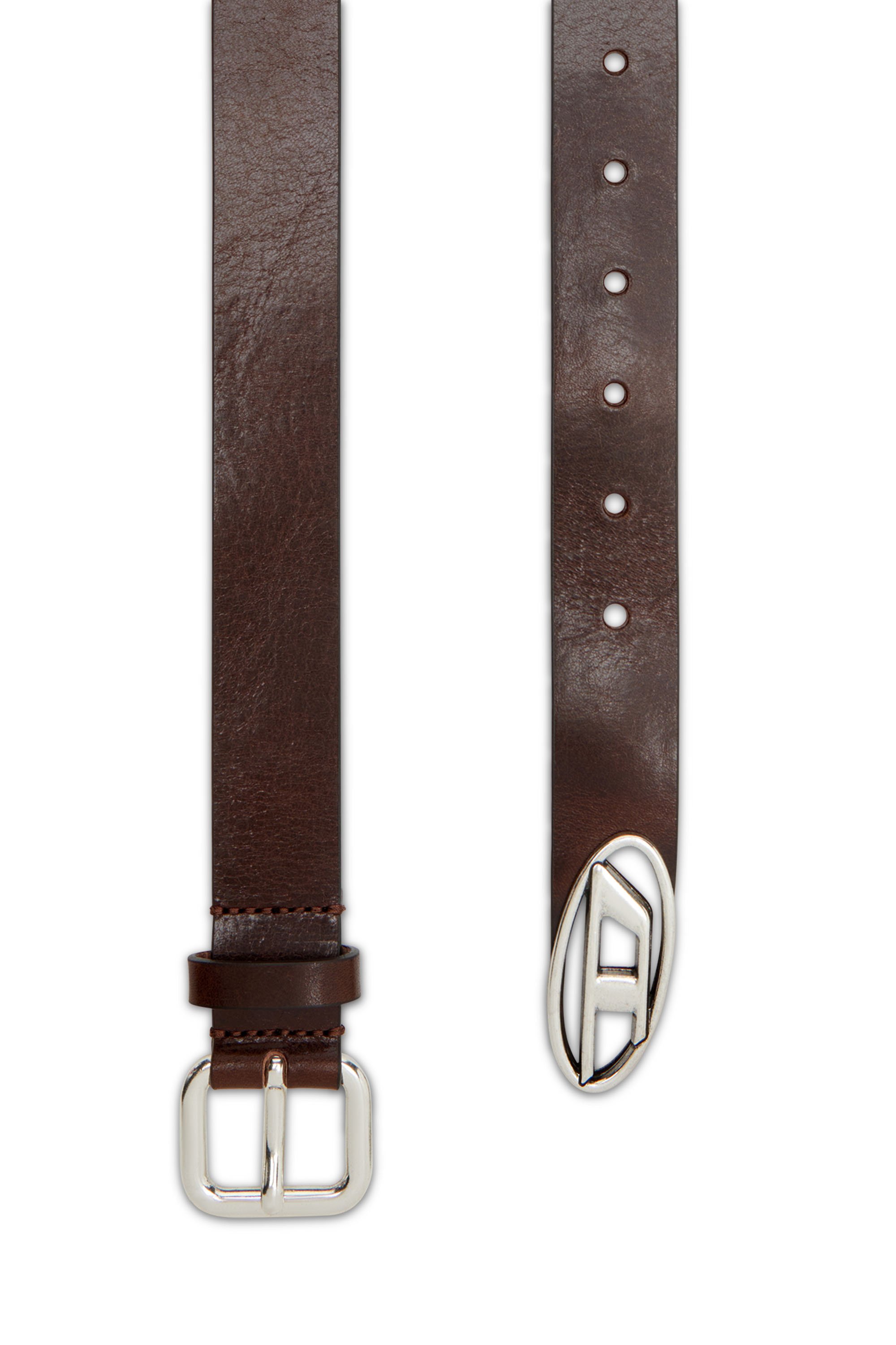 Diesel - B-INLAY, Cinturón de cuero con logotipo oval D Unisex in Marrón - 1