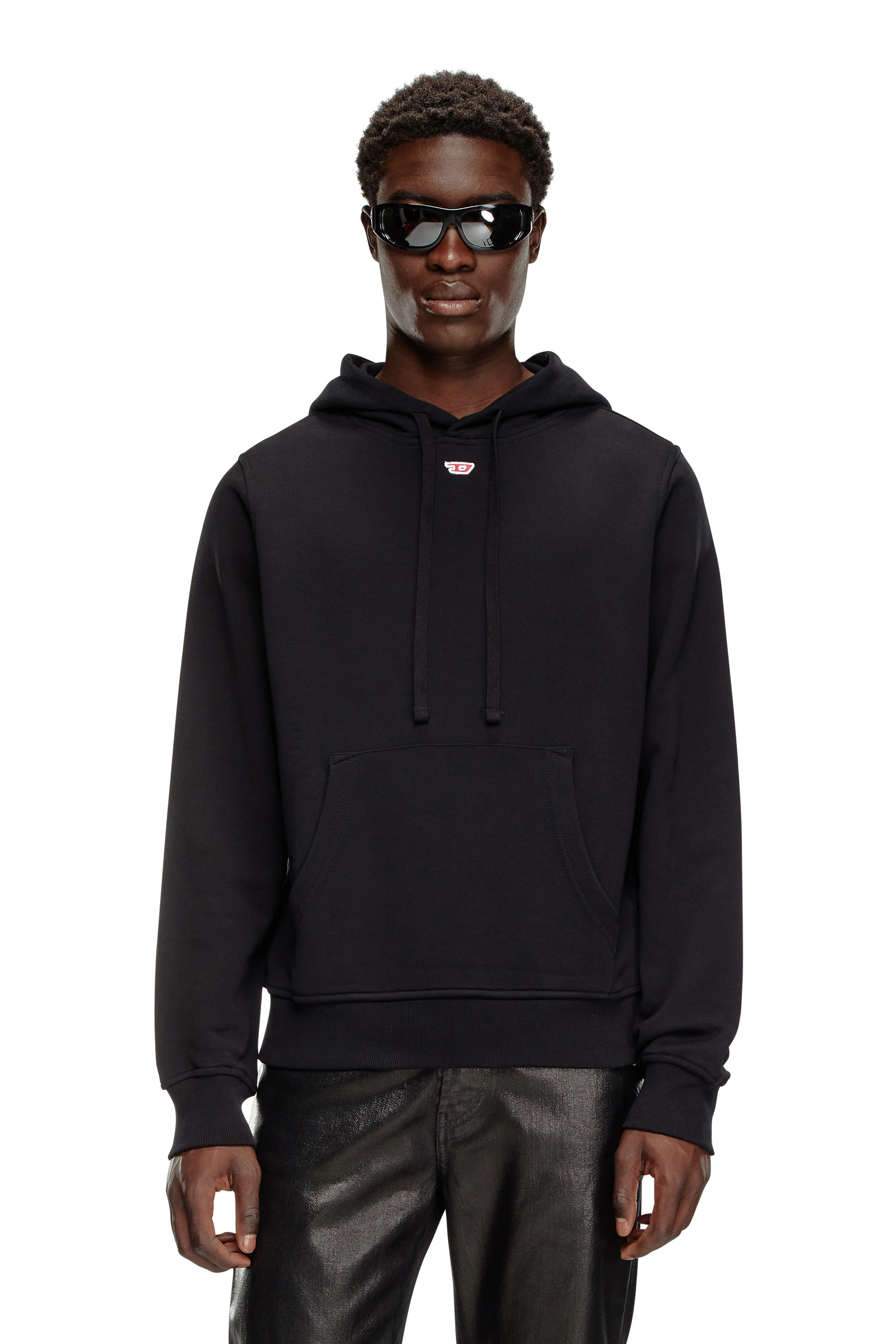 Diesel - S-GINN-HOOD-D, Sudadera con capucha con mini parche D Hombre in Negro - 1