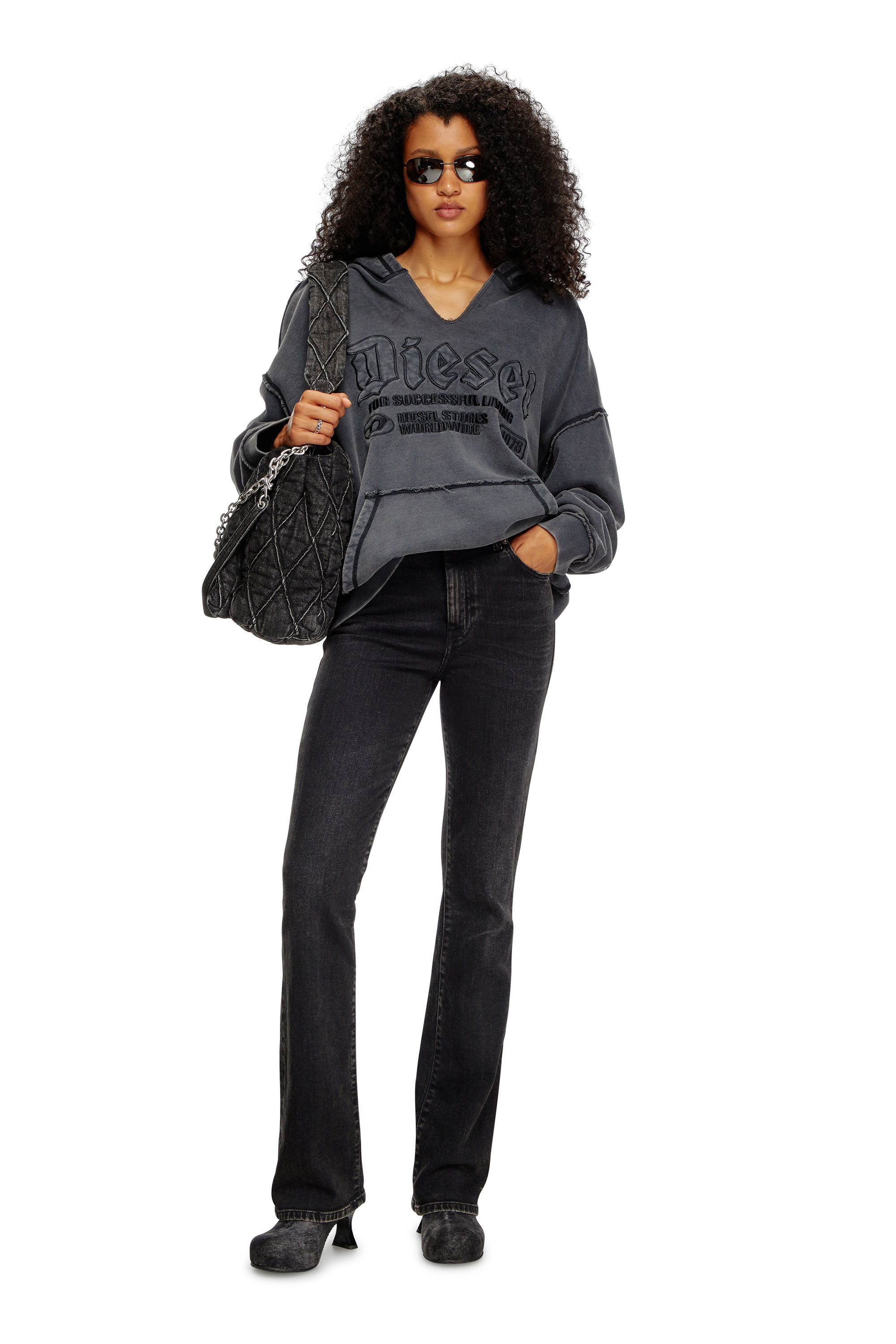Diesel - Bootcut Jeans 2003 D-Escription 09I30 Mujer, Negro/Gris oscuro - 2