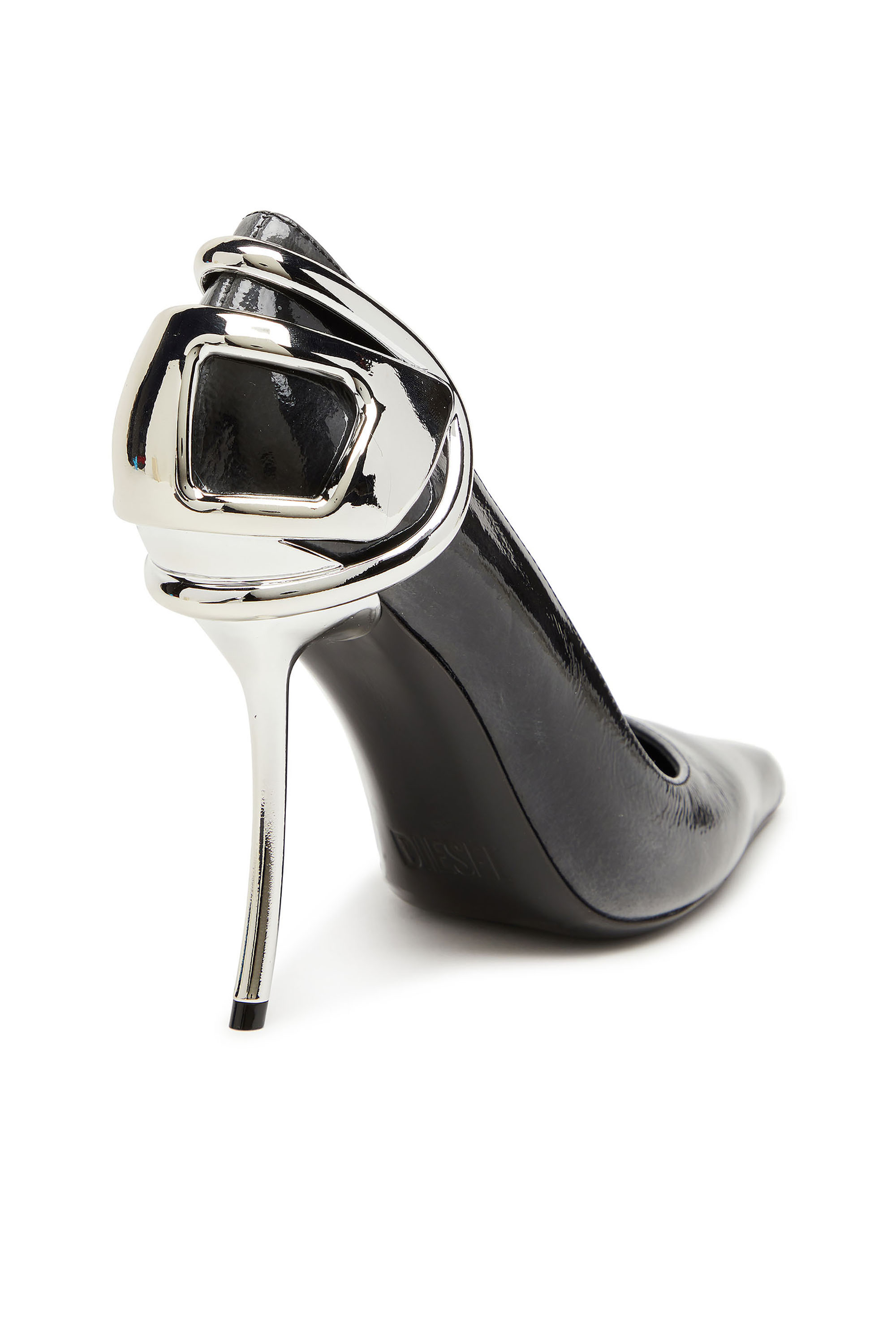 Diesel - D-TEN&HALF P, D-Ten&Half-Zapatos de salón de cuero pull-up de charol Mujer in Negro - 4