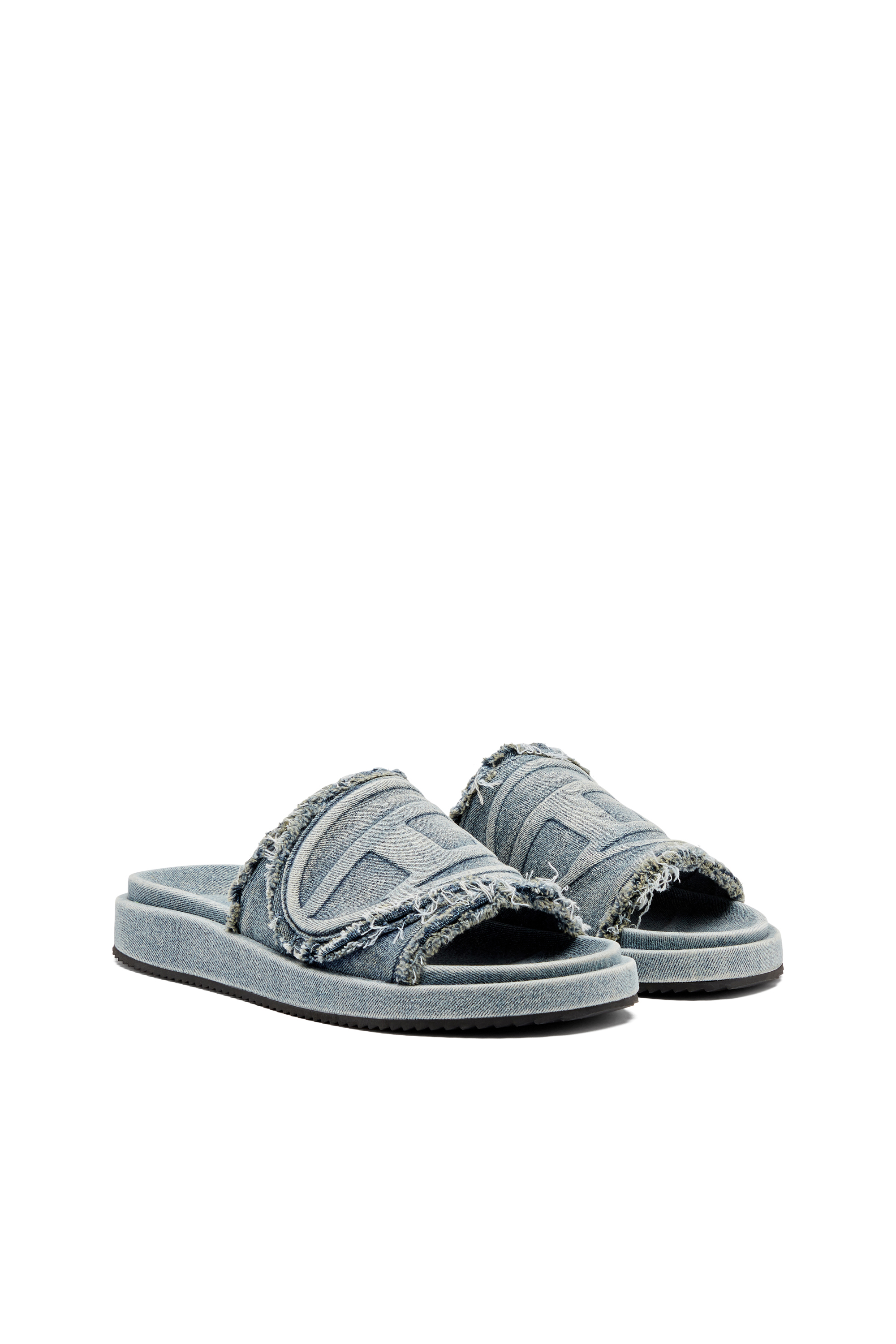 Diesel - SA-SLIDE D OVAL, Sa-Slide D-Chanclas de denim desgastado Unisex in Azul marino - 2